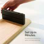 KIVY Dual Monitor Riser With Integrated Metal Shelf [MADE BY HAND] - Wooden Desk Shelf for 2 Monitors - Wide Long Stand for Desk (44 x10x3in - Black)