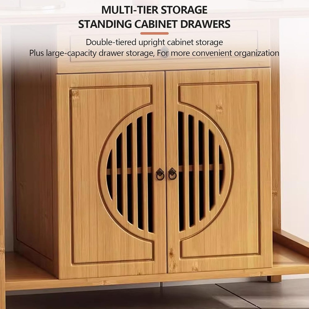 Personal Shrine Meditation Table with Storage Cabinet and Drawer | Pedestal O...