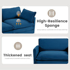 ROWHY Oversized Modular Sectional Sofa with Movable Ottoman, 112 Inch 4 Seat Modern Corduroy Sofa Set, Convertible L Shaped Couch for Living Room and Office, Navy Blue