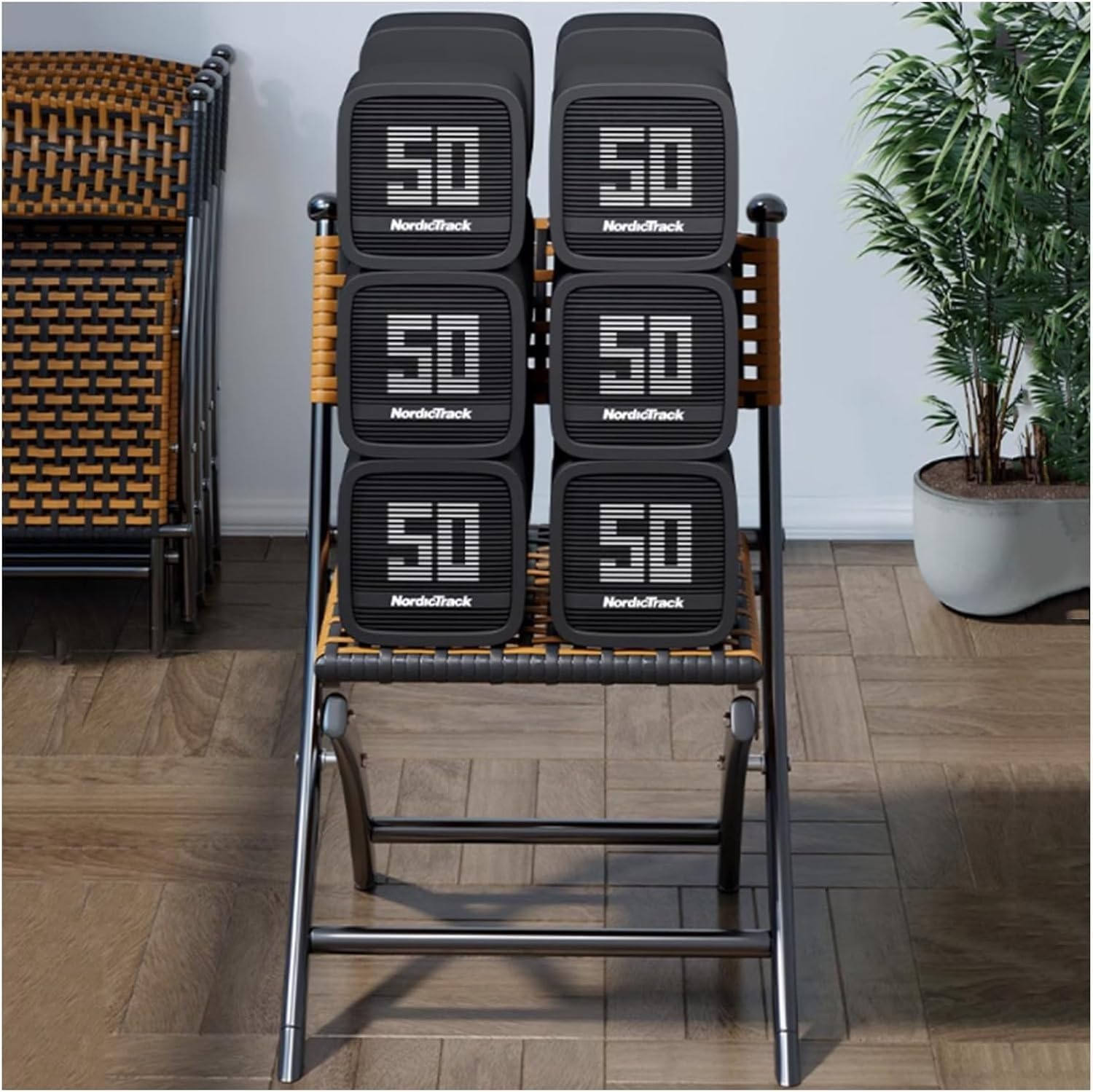 Woven Rattan Folding Chair, Portable Foldable for Home Use, Foldable for Outside, Suitable for Backyard,(85cm/33in)