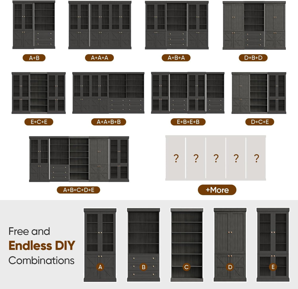 Vyre 70.8" Tall Kitchen Pantry Cabinet with Doors, Farmhouse Modular Sto...