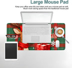 Merry Christmas-Elk Gaming Mouse Pad 31.5"x11.8"Desk Mat Anti-Slip Rubber Base & Durable Stitched Edges for Gamers Smooth Mouse Writing Surface for Desk Office/Home