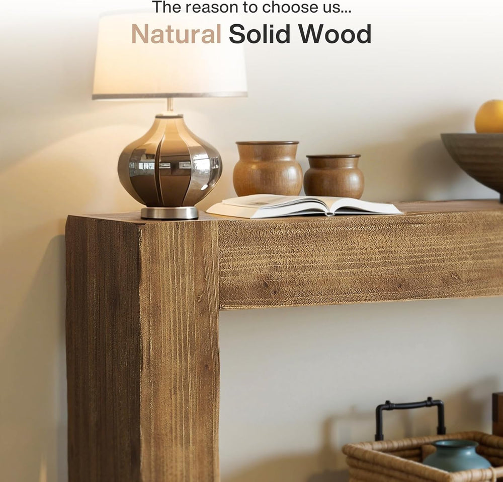 Tribesigns 63-Inch Solid Wood Console Sofa Table, Farmhouse Long Entryway Tab...