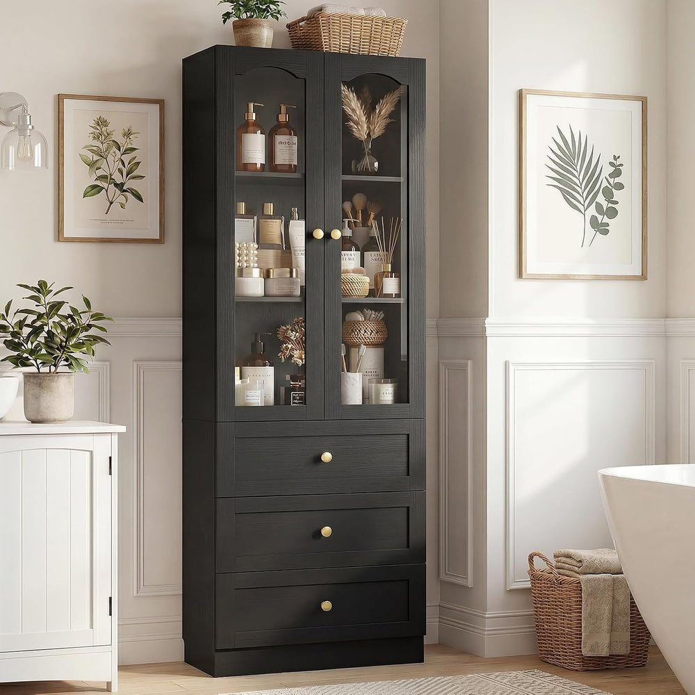 Cyclysio 80" Tall Pantry Cabinet for Kitchen Storage, Black Pantry Cabin...