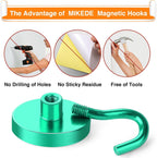 MIKEDE Strong Magnetic Hooks, 120Lbs Heavy Duty Magnetic Hooks for Cruise, Neodymium Earth Magnets with Hooks for Hanging, Super Metal Industrial Magnets for Grill, Storage (Green,10 Pack)