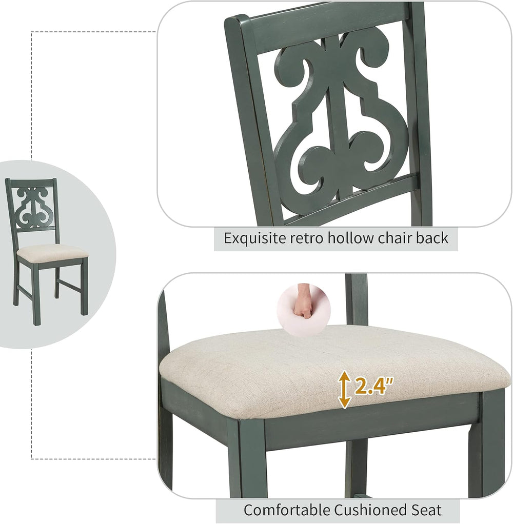 Merax 5 Piece Round Dining Table Set 4 Retro Chairs with Special-Shaped Table...
