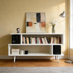 Lightdot TV Stand for TVs up to 45'', Modern Entertainment Center with 3 Storage Open Large Capacity for Collection, Media Console Table for Living Room/Entrance/Sofa Cabinet,Easy Assembly-White