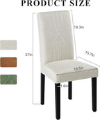 VECELO Upholstered Dining Chairs Set of 4, Modern Fabric and Solid Wood Legs & High Back for Kitchen/Living Room- Beige
