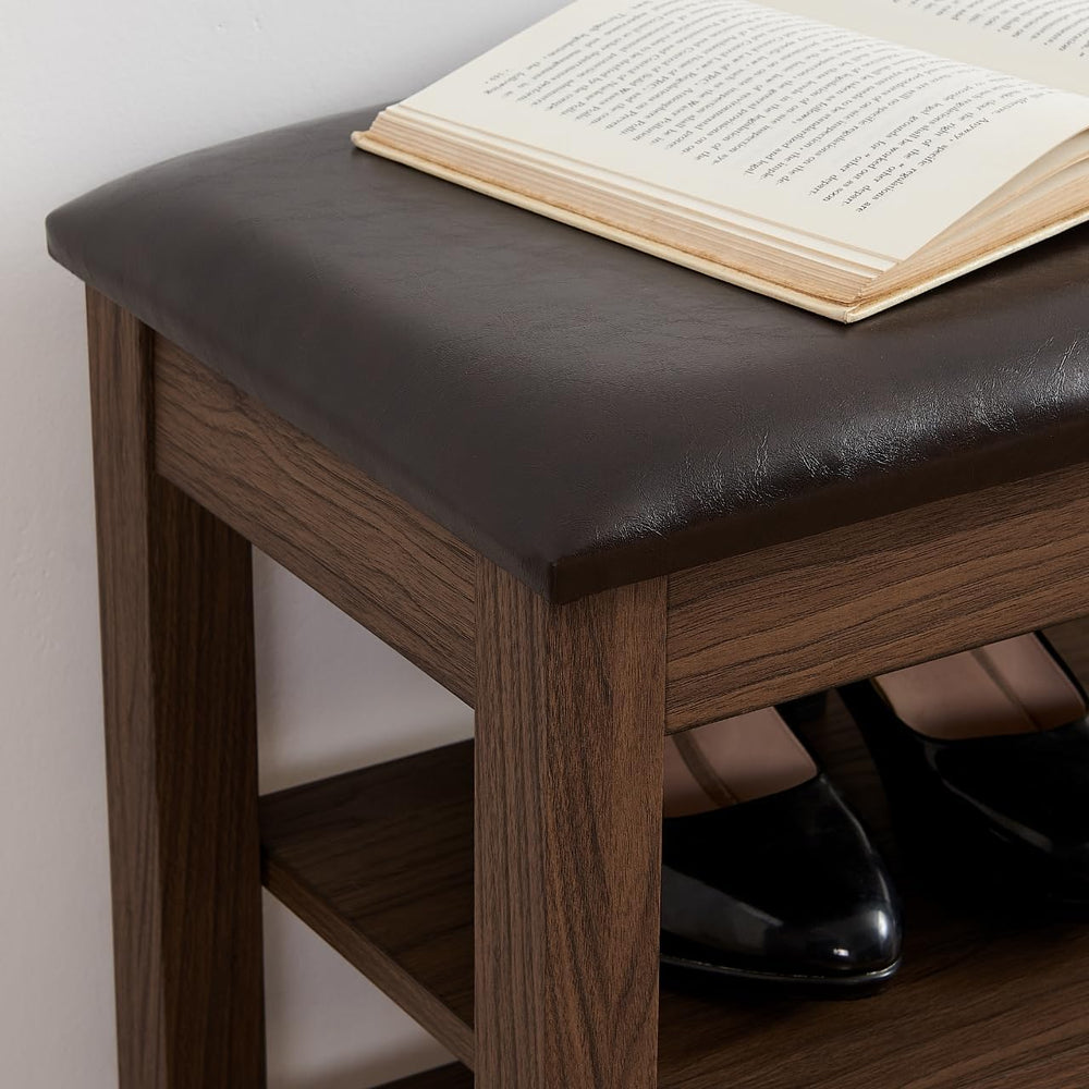 Shoe Storage Bench for Entryway, 24" Lift Top Storage Bench with PU Leat...