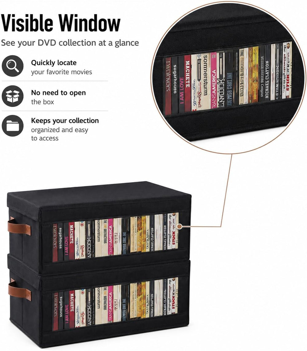 4 Packs DVD Storage Box with Visible Window, Dustproof DVD Case Holder Organi...
