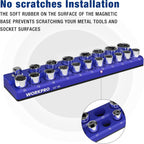 WORKPRO Magnetic Socket Organizer, 1/2-Inch Metric Socket Holder, Socket Trays Holds 19 Pieces Standard Size and Deep Size Sockets(Sockets not Included)