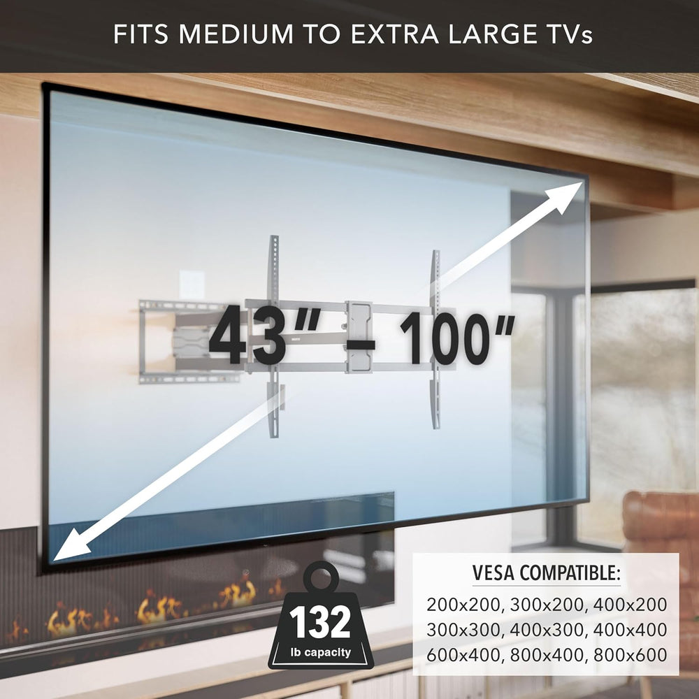 Mount-It! Corner Long Arm TV Wall Mount, 43-100", 132 lbs | Extra-long 4...