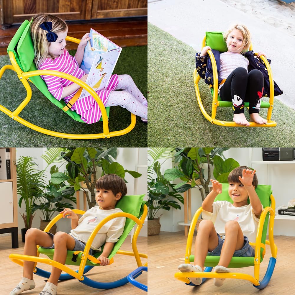 PLATPORTS Calming Sensory Rocking Chair for Kids – Balance Seat for Focus, Relaxation & Play | Indoor Outdoor Therapy Chair for Autism, ADHD & Active Kids