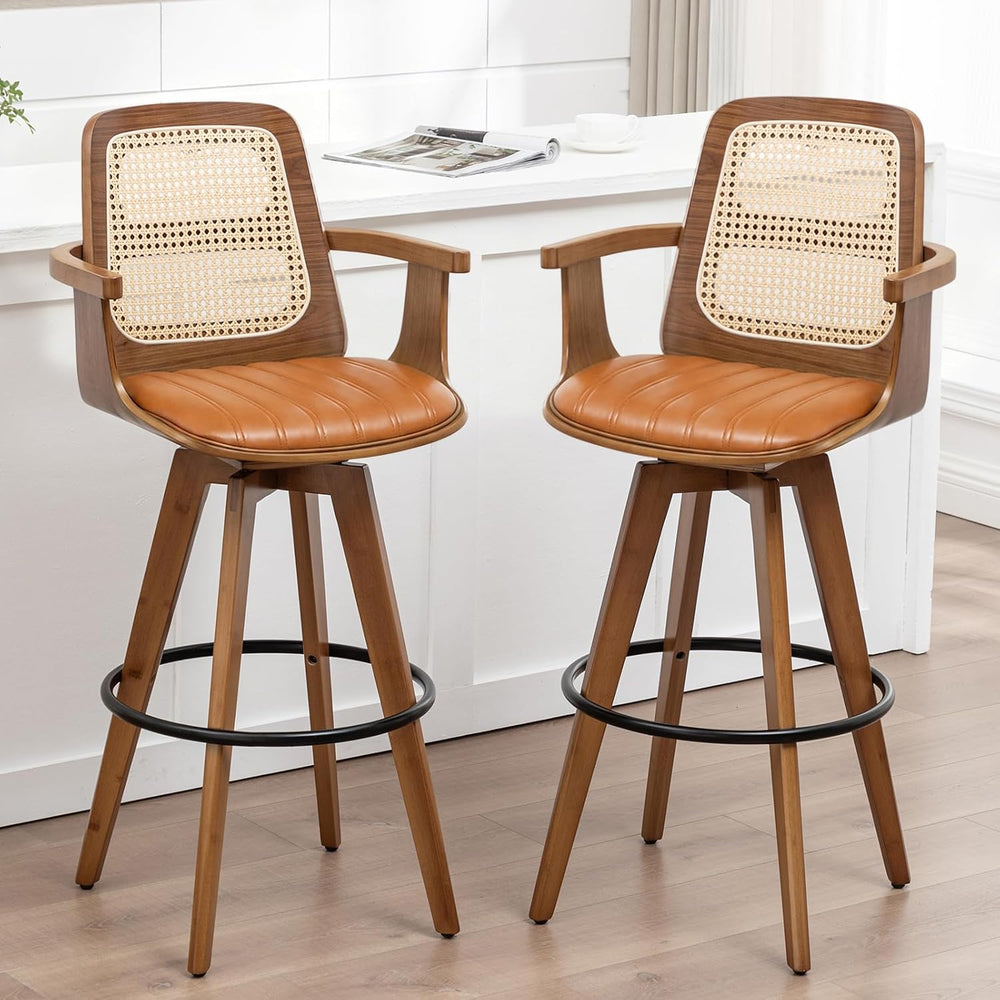 Mid Century Counter Stools, 26.3" Kitchen Island Stools with Curved Back...