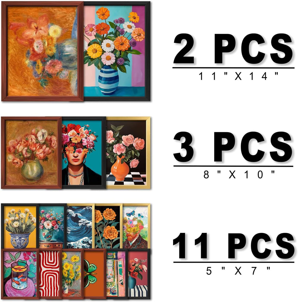 16 PCS Framed Eclectic Wall Art Decor, Mid Century Modern Maximalist Home Gal...