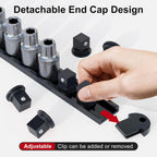 FivePears 3PCS 360° Socket Organizer Twist Lock,3/8 1/4 1/2 Socket Storage Rails, Premium Quality Socket Holders for Tool Box ，Tool Carts，Contains up to 40 Clips (Blue, Red and Black)