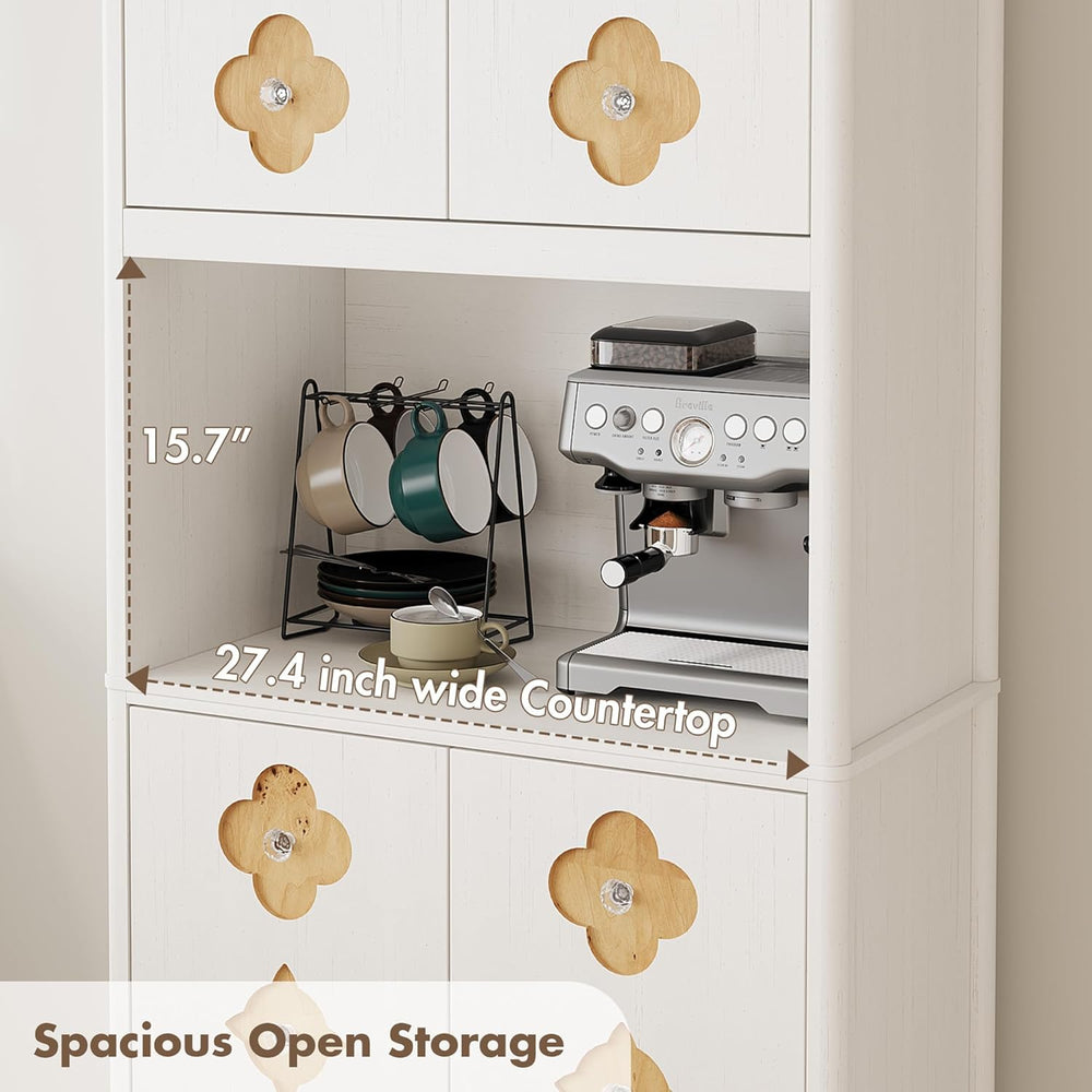 IDEALHOUSE Mid Century Modern Kitchen Pantry Cabinet, 72" Tall Storage C...