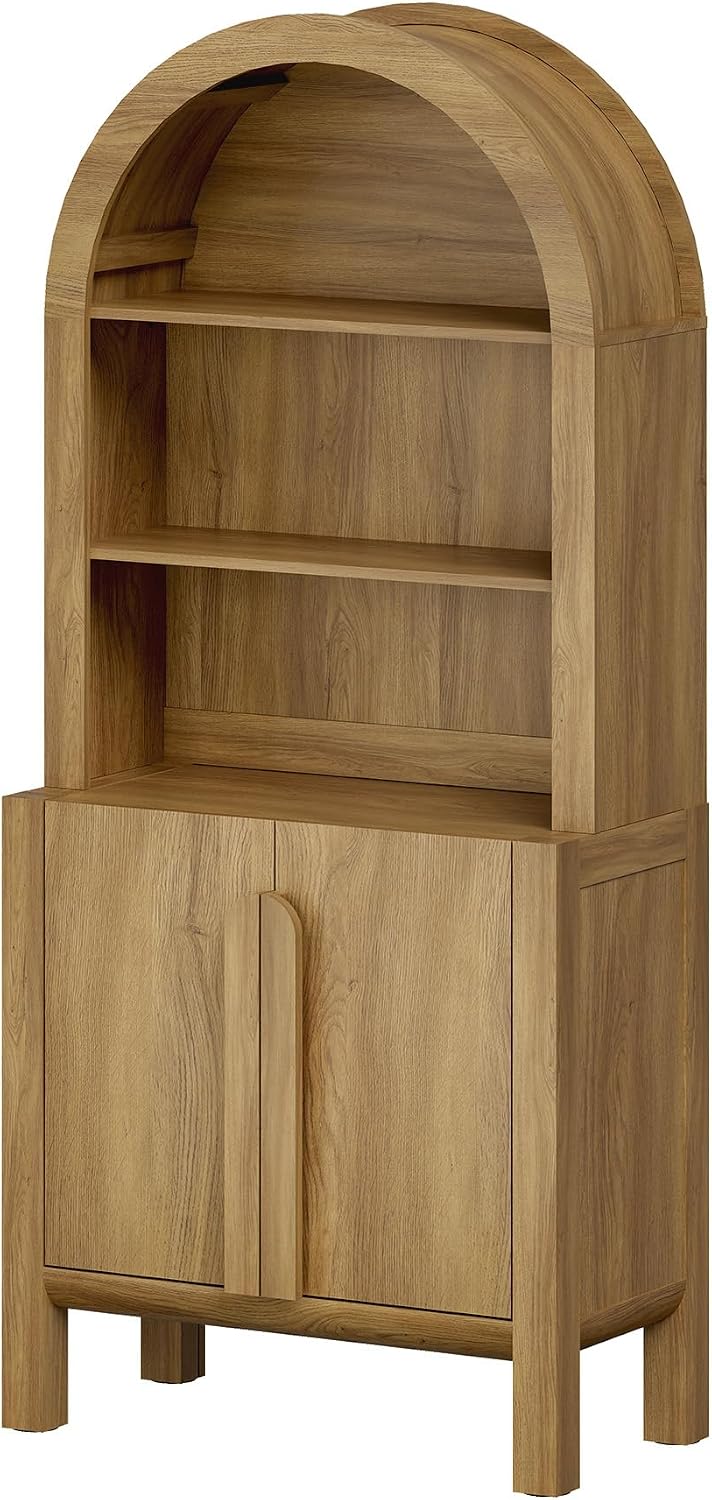 WAMPAT 71" Tall Arched Kitchen Pantry Cabinet, 5 Tiers Modern Farmhouse ...