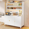 Wide Kitchen Pantry, Large Kitchen Hutch with 2 Microwave Stands, Farmhouse Tall Food Large Wood Pantry Storage Furniture for Dining Room(White,80cm/31.5in)
