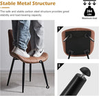 CLIPOP Brown Faux Leather Dining Chair Set of 4, Mid Century Modern, High Back, Armless Upholstered Leisure Side Chair for Dining Room Lounge