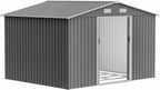 10x8 FT Outdoor Storage Shed with Floor Frame, Metal Sheds Included Double Air Vents & Lockable Sliding Door Foundation Steel Garden Tool Shed with Waterproof Roof Ideal for Backyard Patio Dark Gray