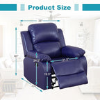 Recliner Sofa Set Couches for Living Room Chair Semi PU Fabric Living Room Furniture Sets, Adjusted Reclining Couch Furniture Sofa Set for Theater Seating, Dark Blue