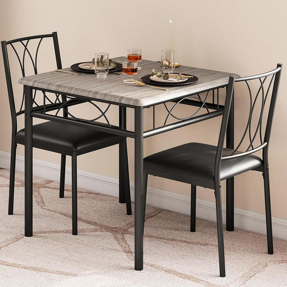 GarveeHome Small Dining Table Set for 2, Square Table and Chairs Set of 2, 3 ...
