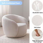 Set of 2 Swivel Barrel Accent Chairs, White Boucle Chairs | 33.07" 360° modern upholstered armchairs with thick cushions and round reading chair style for living rooms and bedrooms.