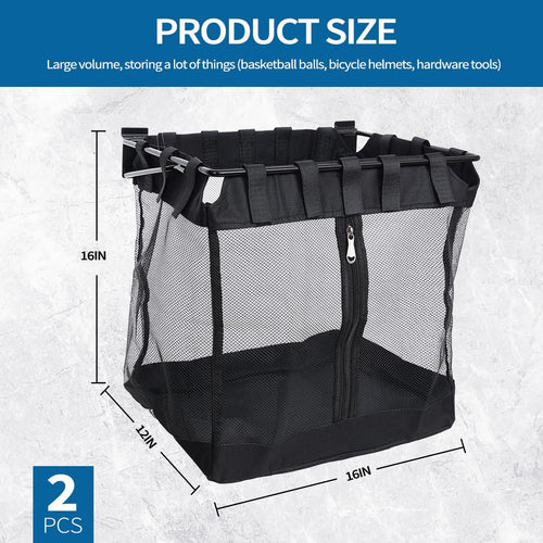 2Pcs Large Slatwall Baskets Mesh Slatwall Baskets with Zipper Mounted Storage Baskets Hanging Slatwall Accessories for Shops Rooms Storage Display Organizing(16 * 12 * 16inch)