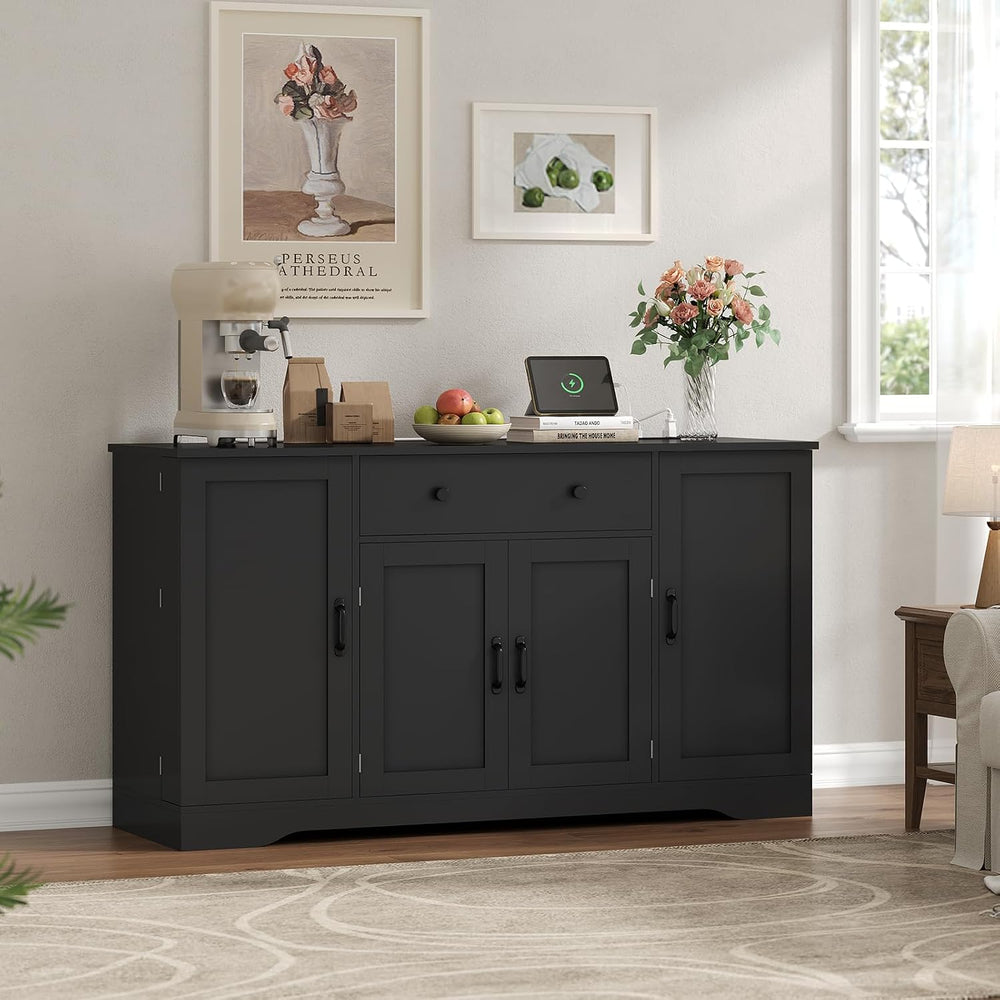 Brinlawb Buffet Cabinet with Storage & Charging Station, 53" Farmhou...