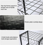 YueTong Garden Tool Organizer Heavy Duty,Yard Tool Tower Rack,Garage Storage Organization for Long Handle Tools,Rake,Brooms,Extra Hooks for Small Shovel,Shear.All Metal,Free Standing.