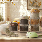 Visible Tiered Pet Treat Storage Box with Cartoon Design Cover for Dry Food and Accessories Feeding Accessories