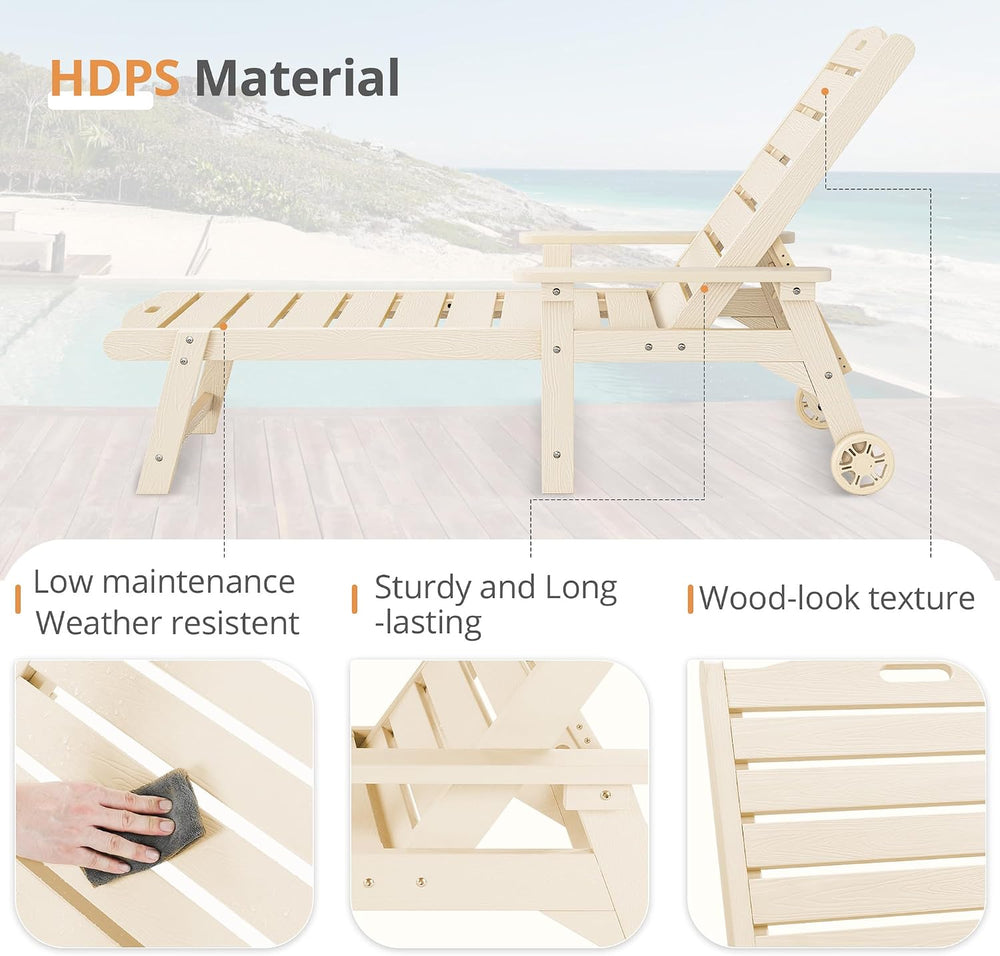 LUE BONA Outdoor Chaise Lounge, 5‑Position, 2‑Pack, Sand