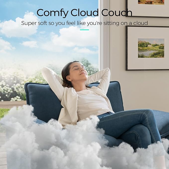 LINSY HOME Modular Sectional Sofa - Oversized Corduroy Cloud Couch with Movab...