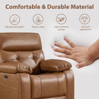 Genuine Leather Power Recliner Sofa,3 Seater Reclining Sofa with Comfortable Arms and Back,Modern Electric Recliner Couch Set with Hidden Cup Holders,USB Port for Living Room,Brown
