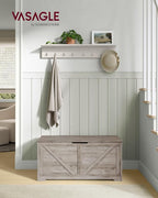 VASAGLE Storage Chest, Storage Trunk with 2 Safety Hinges, Storage Bench, Shoe Bench, Farmhouse Style, 15.7 x 39.4 x 18.1 Inches, for Entryway, Bedroom, Living Room, Heather Greige ULSB060K03