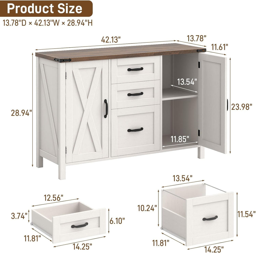 Vabches File Cabinet with 3 Drawers Fits Files Letter/A4 Size, Rustic White |...