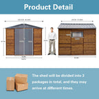 Shed 8' x 8' Storage Shed, 8x8 FT Wood Sheds & Outdoor Storage Clearance, Utility and Tool Garden Shed, Waterproof Storage Shed Large with Lockable Doors for Backyard, Patio, Outside