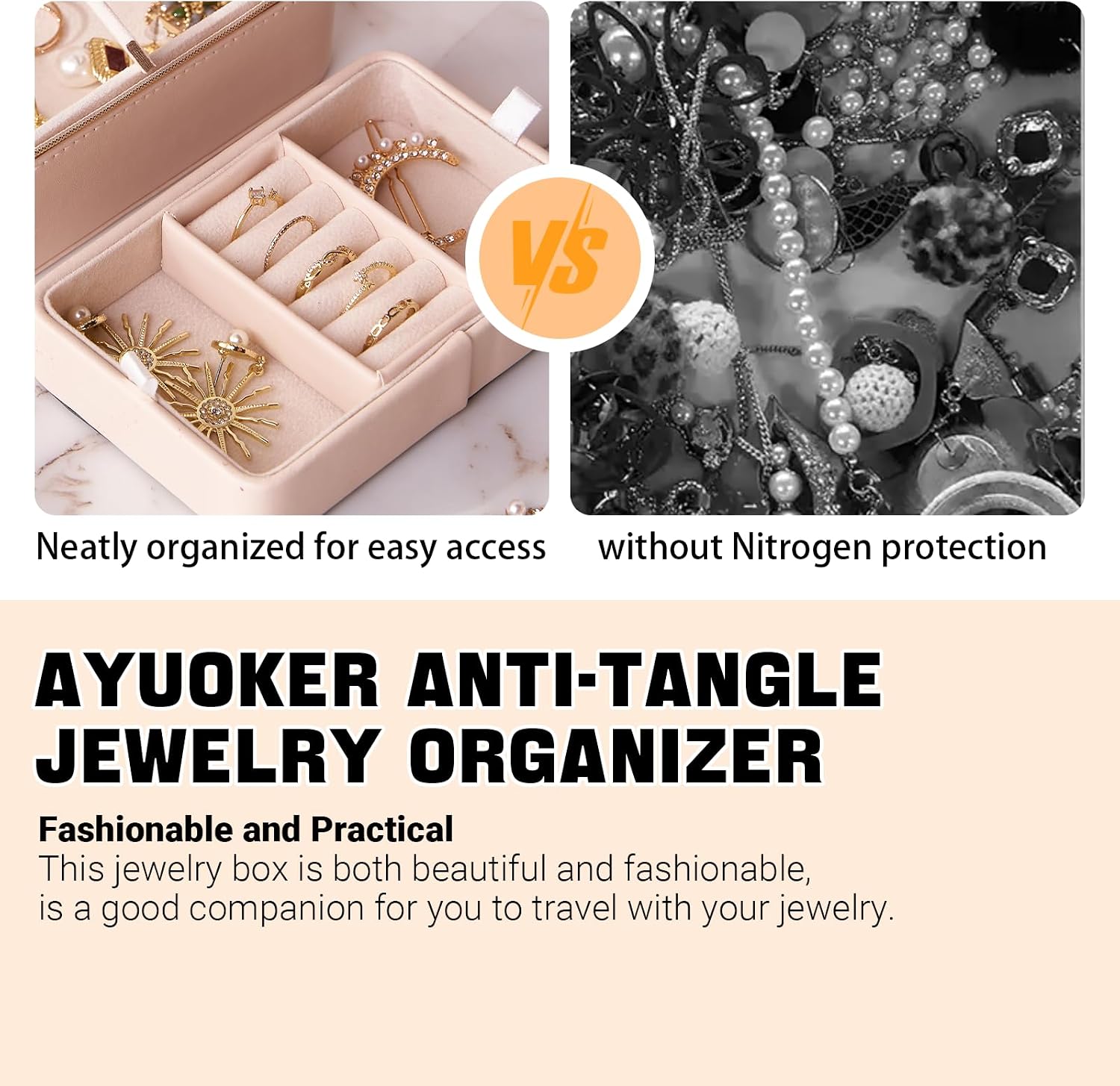 Small Travel Jewelry Box,2 Layers PU Leather Travel Jewelry Box, Portable Jewelry Storage with Large Capacity,Cloud White Jewelry Organizer Box Teacher Gifts for Women