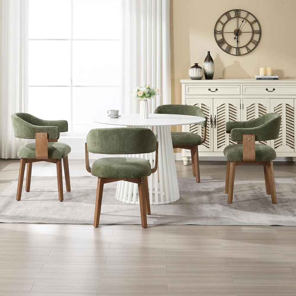 ROCITY Green Dining Chairs Set of 6 Upholstered Dining Room Chairs, Mid Centu...