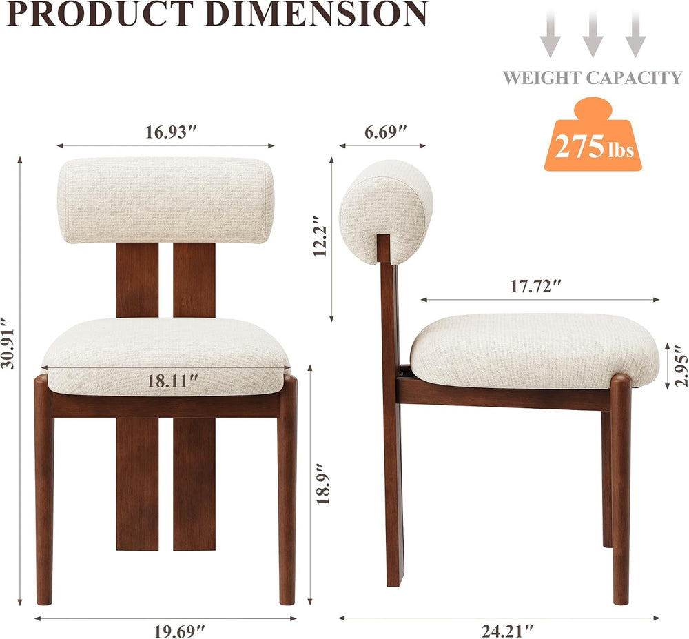 MALOL Upholstered Dining Chairs Set of 2, Wooden Kitchen Chair, Beige