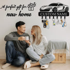 Personalized Key Holder Wall Mount - Custom Key Rack Wall Mount with Hooks, Metal Key Rack Organizer, Car Design Key Hanger, Coat Rack, Wall Mounted Decor for Entryway, Front Door, Office