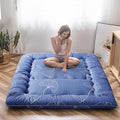 MAXYOYO Japanese Floor Mattress Futon Mattress, 4" Thicken Tatami Mat Sleeping Pad Foldable Roll Up Mat Boys Girls Dormitory Pad Kids Floor Lounger Pillow Bed, Charcoal Grey, Queen Size