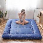 MAXYOYO Japanese Floor Mattress Futon Mattress, 4" Thicken Tatami Mat Sleeping Pad Foldable Roll Up Mat Boys Girls Dormitory Pad Kids Floor Lounger Pillow Bed, Charcoal Grey, Queen Size
