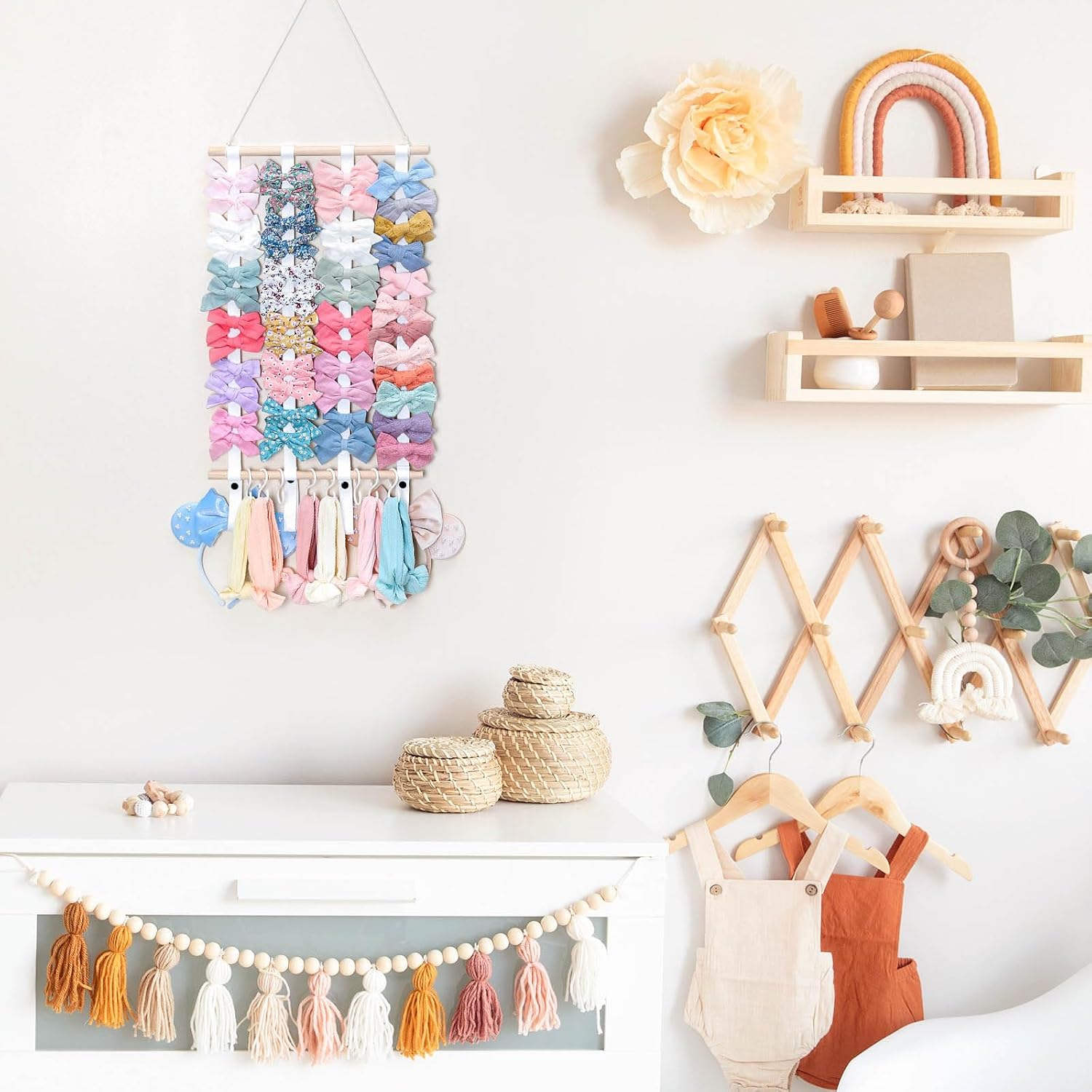 OAOLEER Hair Bow Holder Organizer for Girls，Hair Clips Headband Organizer Storage Wall Hanging Home Decor for Girls Room