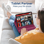 KDD Tablet Pillow Holder, Foldable iPad Stand for Lap, Bed and Desk -Tablet Soft Pad Dock with Pocket & Stylus Mount Compatible with iPad Pro 12.9, 10.5, 9.7 Air Mini 6 5 4 3, Galaxy Tab, E-Reader