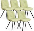 Dining Chairs Set of 5, Modern Dining Chairs with Thick Cushions, PU Leather Upholstered Kitchen Dining Room Chairs with Metal Legs for Dining Living Room (Green)