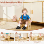 FUNLIO Height Adjustable Montessori Weaning Chair for Age 1-3, Quality Solid Wooden Chair, for Eating/Reading/Playing,Montessori Furniture with CPC Certified - Natural