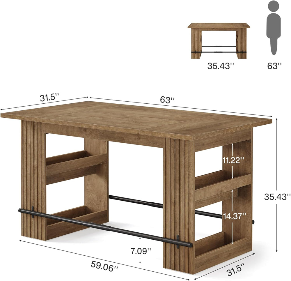 Tribesigns 63" Kitchen Island with Storage, Farmhouse Wood Stationary Is...