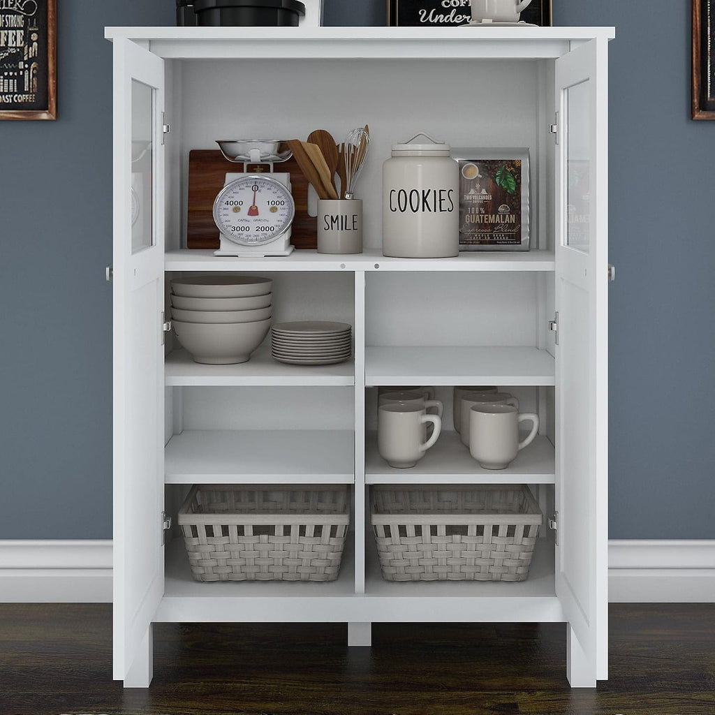 Bush Furniture Broadview Bar Cabinet with Wine Storage in White, (Model: BDS132WH-03)